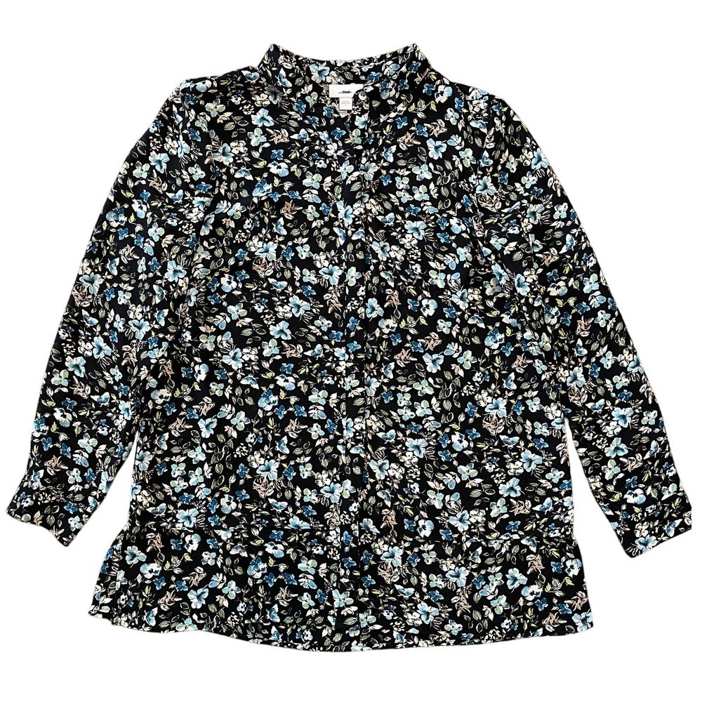 J. Jill Floral Sheer Layered Long Sleeve Button Down Shirt Women's SZ Small